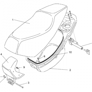 Saddle and helmet compartment
